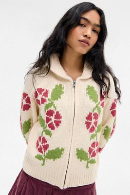Bomber in Maglia a Fantasia Floreale Kimchi Blue