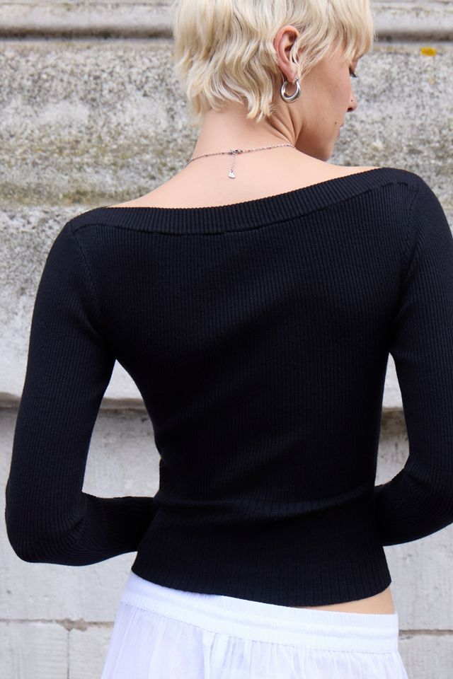 Pull Bardot à boutons coquille UO #3