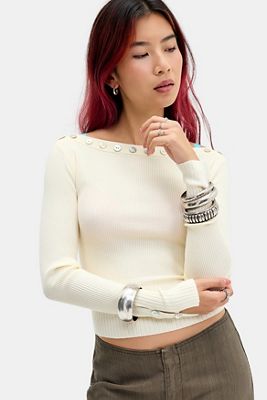 Pull Bardot à boutons coquille UO