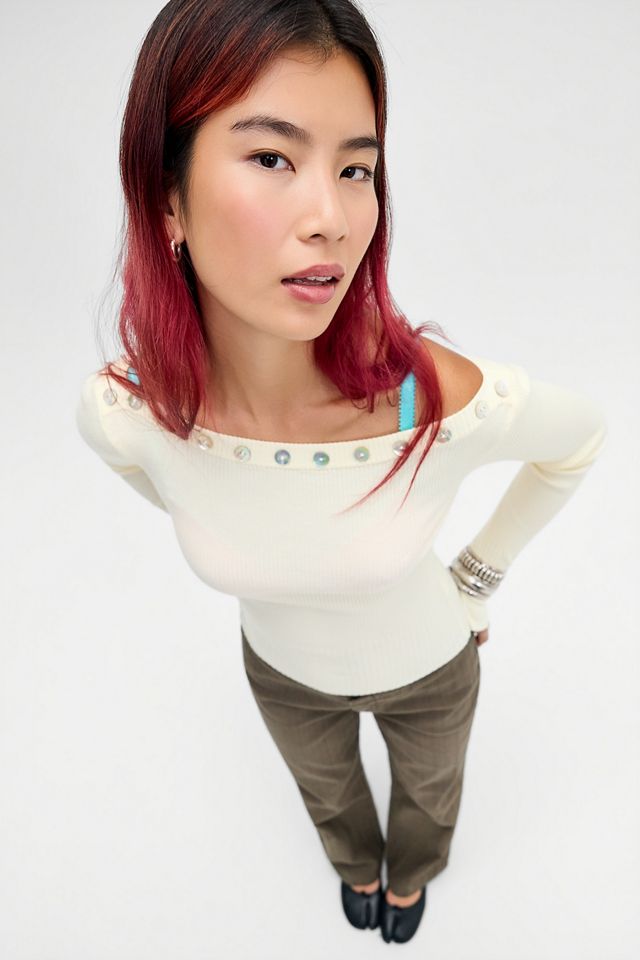 UO Shell Button Bardot Jumper #3