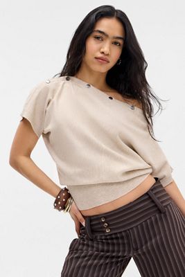 UO Popper Short Sleeve Batwing Top
