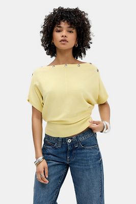 Top a pipistrello a maniche corte con bottoni UO
