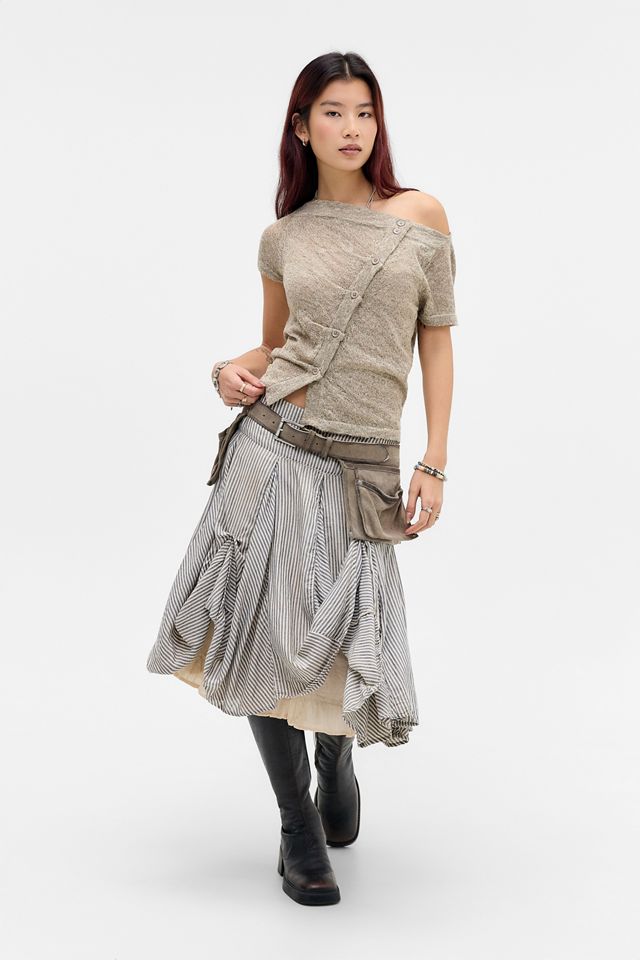 Top de Punto con Cuello Cortado Asimétrico con Botones Rue BDG #4