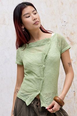 Haut en tricot asymétrique à col échancré et boutons Rue BDG