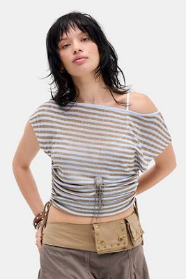 Tee Shirt Epaule Denudée Femme Manche Courte - Haut Col Bardot Élégant Et Confortable