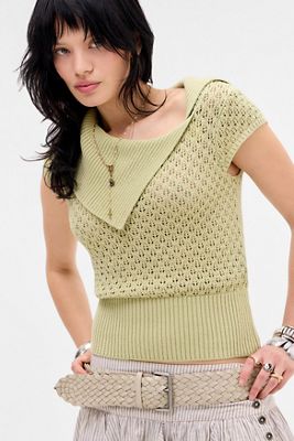 UO Kurzärmeliges Pointelle Feinstrick Top