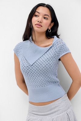 Haut en maille fine pointelle à manches courtes UO