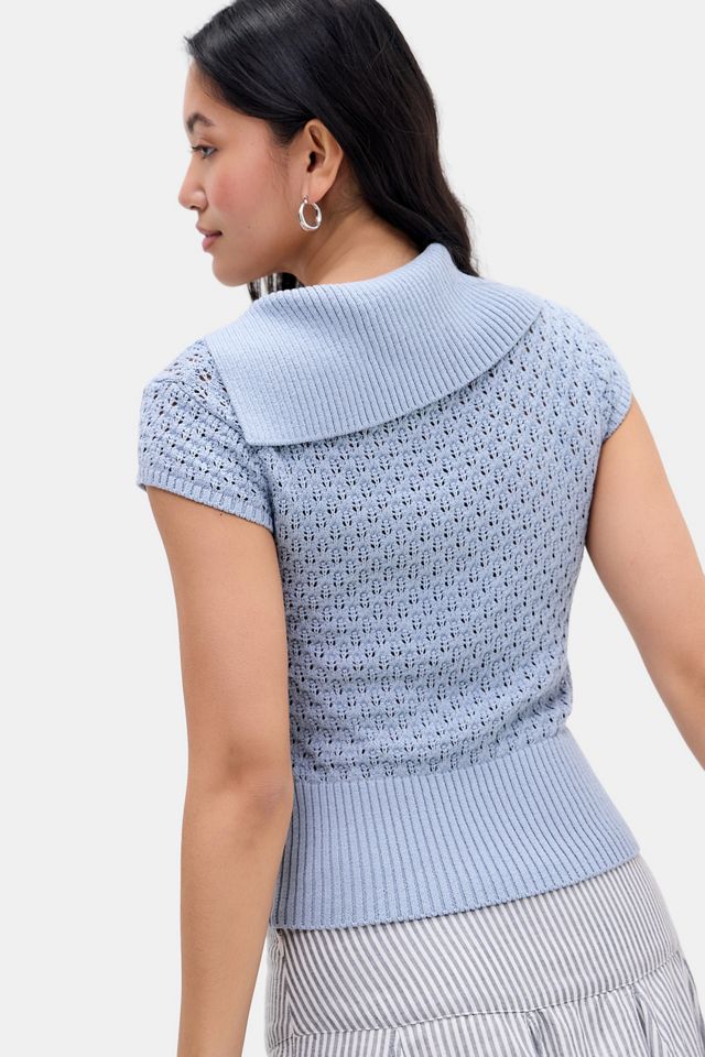 UO Short Sleeve Pointelle Fine Knit Top #3