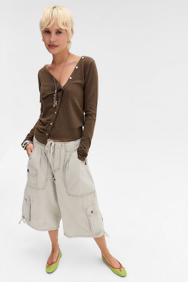 BDG Lumi Button-Up Pleated Asymmetric Placket Top #1