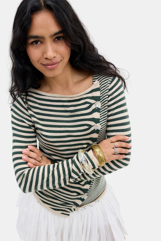 BDG Button-Up Pleated Asymmetric Placket Top #1