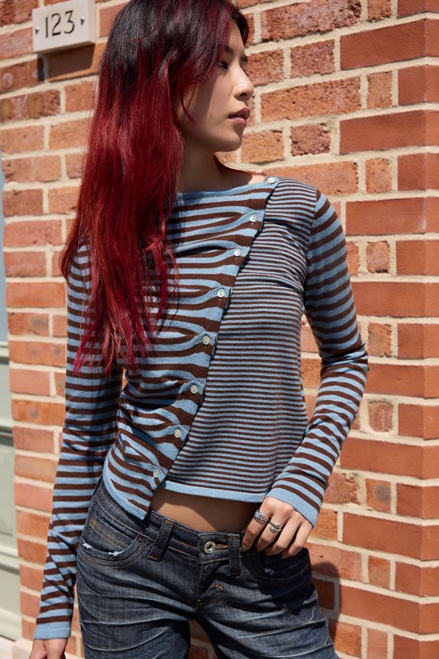 BDG Lumi Knopfleisten-Plissee-Top mit asymmetrischer Knopfleiste #2