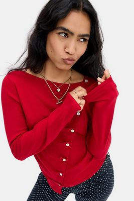 BDG Lumi Knopfleisten-Plissee-Top mit asymmetrischer Knopfleiste