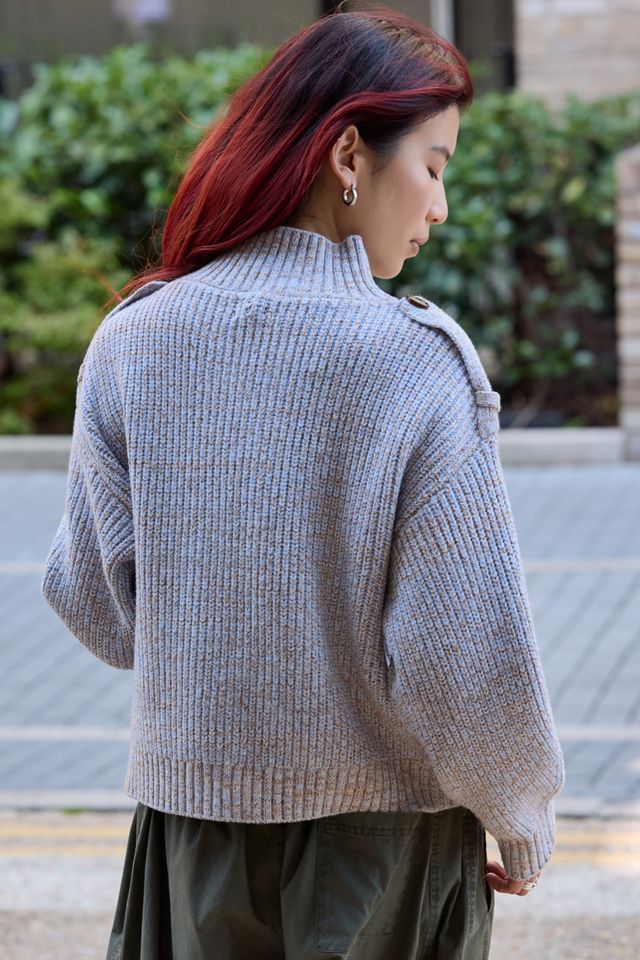 Cárdigan de Punto Acanalado con Cuello Embudo y Doble Botonadura BDG #2