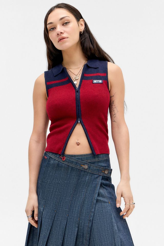 iets frans... Sleeveless Zip-Through Cardigan #2