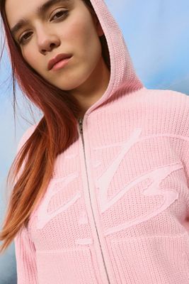 iets frans... Acid Wash Zip-Through Knit Hoodie