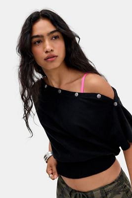 UO Popper Short Sleeve Batwing Top