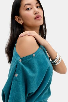 Top Batwing de Manga Corta con Botones UO