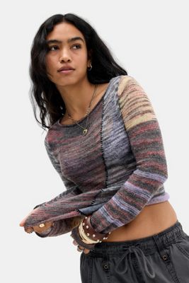 UO Spacedye Whipstitch Asymmetric Knit Jumper