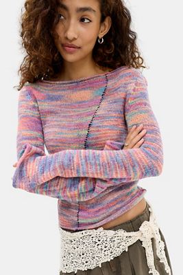 UO Spacedye Asymmetrischer Strickpullover mit Peitschenstich