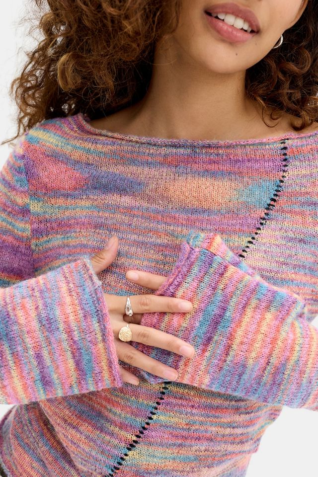 UO Spacedye Asymmetrischer Strickpullover mit Peitschenstich #1