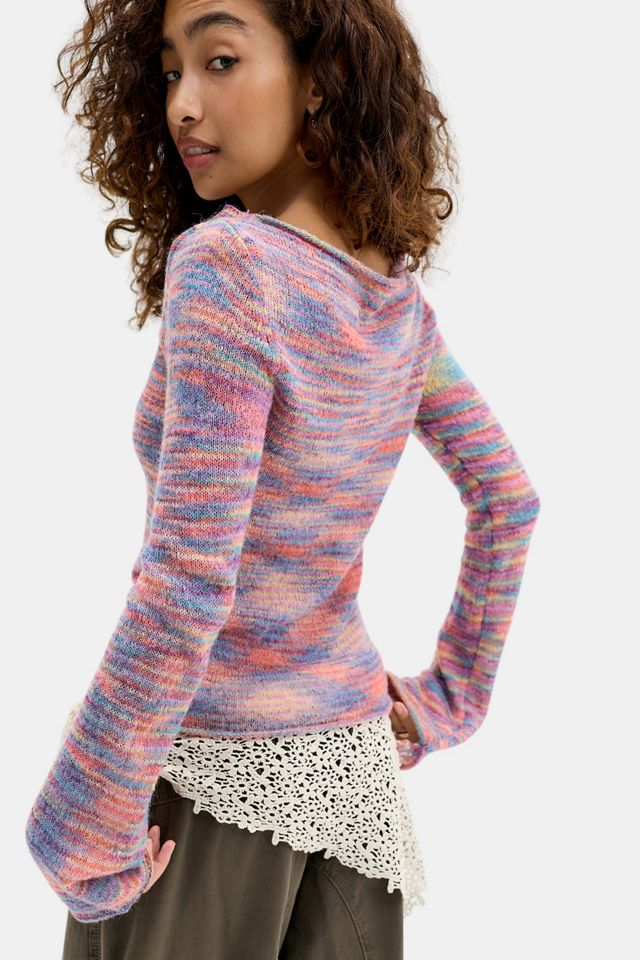 UO Spacedye Asymmetrischer Strickpullover mit Peitschenstich #4