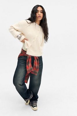BDG Asymmetrische Durchgeknöpfte Strickjacke