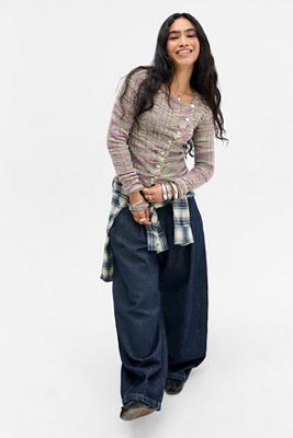Pull en maille asymétrique boutonné Lumi Spacedye BDG