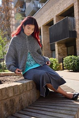 Cardigan con cerniera e collo a imbuto UO Finn