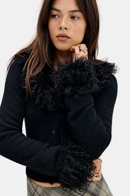 UO Melody Faux Fur Trim Cardigan