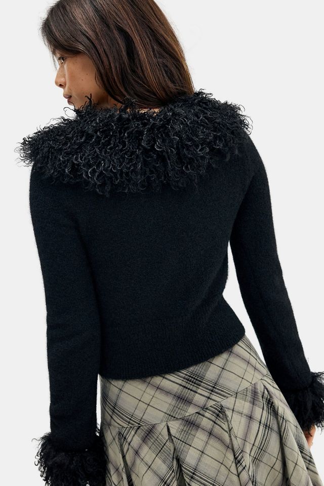 UO Melody Faux Fur Trim Cardigan #4