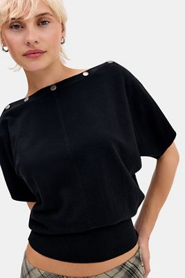 Top Batwing de Manga Corta con Botones UO