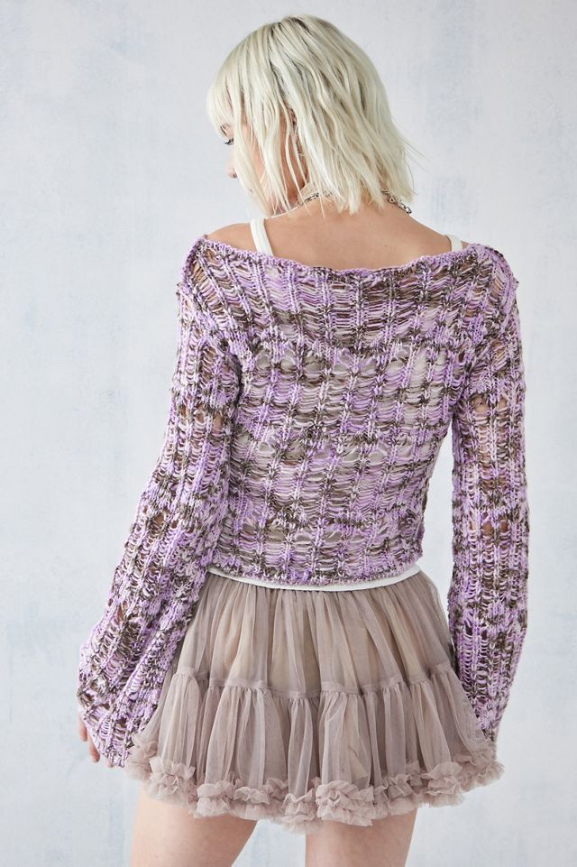UO Space-Dye Fairycore Laddered Knit Top #3