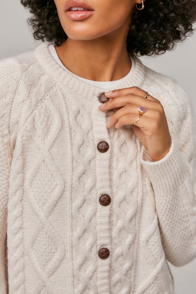 UO Cream Cable Knit Cardigan #1