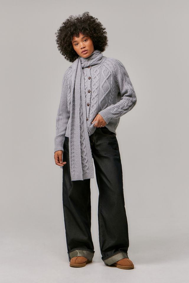 UO Grey Cable Knit Cardigan #2