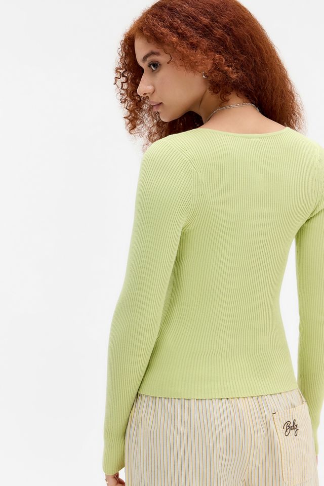 UO Long Sleeve Keyhole Rib Knit Top #3