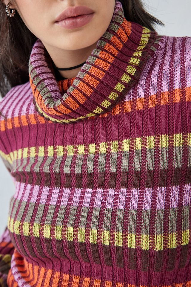 UO Ribbed Stripe Roll Neck Top #1