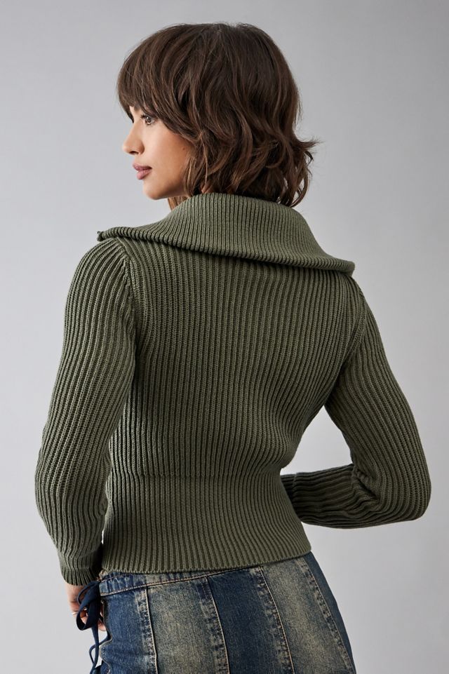 BDG Jack Wide Collar Zip-Up Cardigan | Urban Outfitters UK