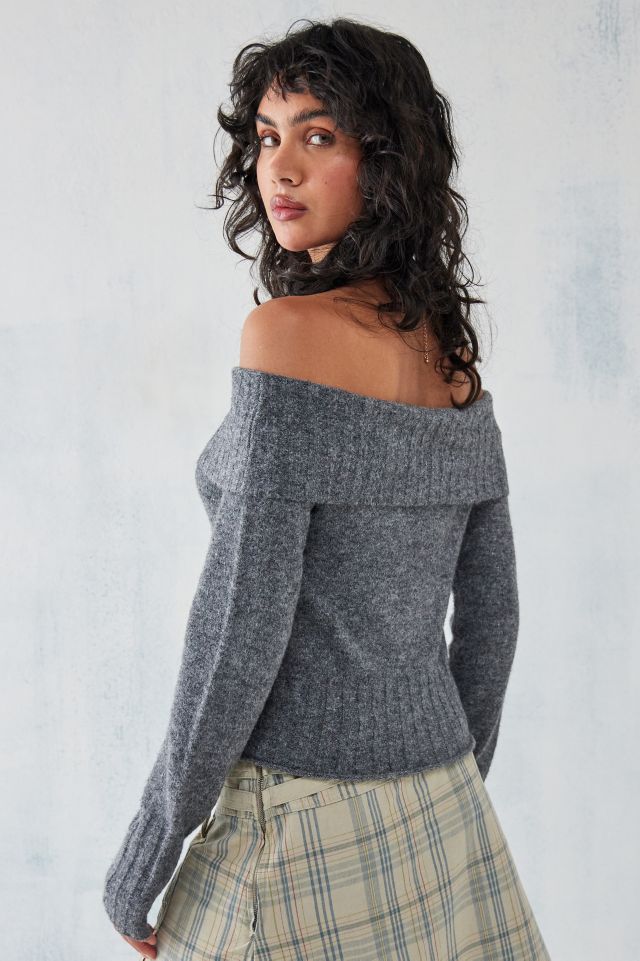 UO Knitted Off The Shoulder Jumper Urban Outfitters UK