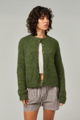 UO Dakota Knit Cardigan - Khaki XL at Urban Outfitters