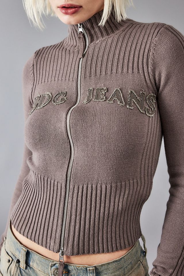 BDG Zip-Through Distressed Applique Knit Track Top  #2