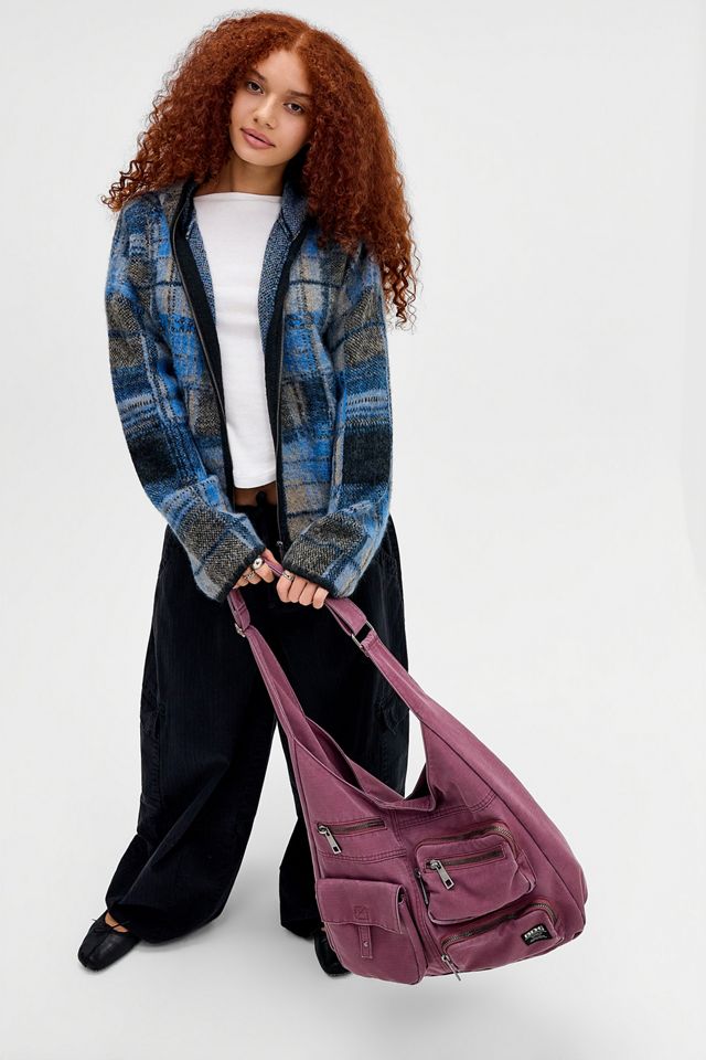 Felpa con cappuccio a quadri spazzolata con zip integrale BDG #1