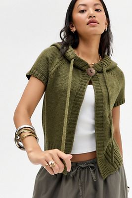 Sweat à capuche en tricot à manches courtes BDG