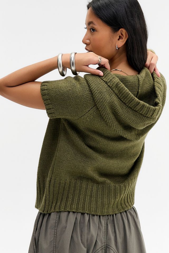 BDG Kurzärmeliger Strick-Kapuzenpullover #3