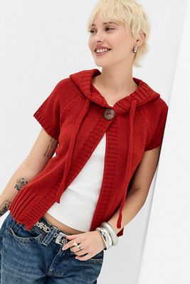 Sweat à capuche en tricot à manches courtes BDG