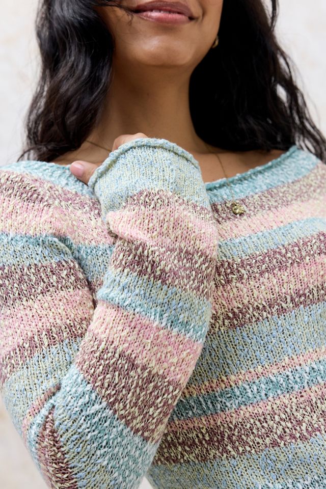 UO Slub Stripe Slash Neck Jumper #2