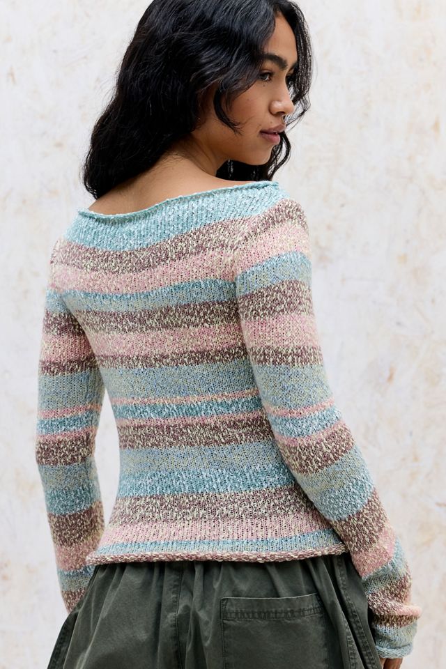 UO Slub Stripe Slash Neck Jumper #3