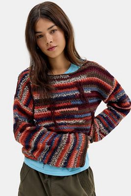 UO Mixed Stripe Fringed Jumper