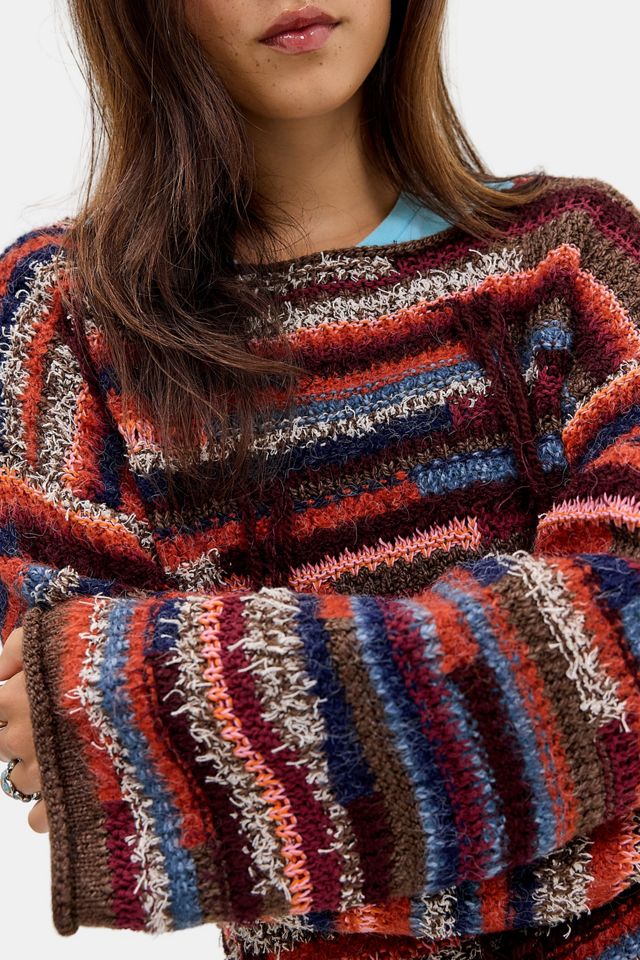 Pull à franges à rayures mixtes UO #1