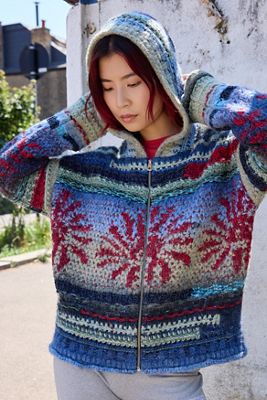 Sweat à capuche en tricot jacquard chiné UO