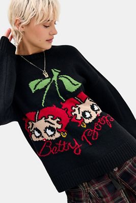 UO Black Betty Boop Cherry Knit Jumper